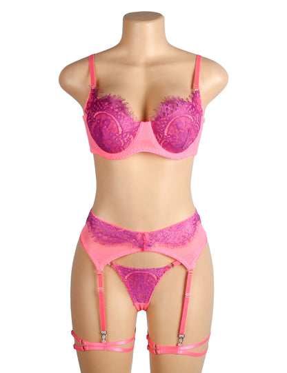 Erika - Hot Pink & Purple Garter Set