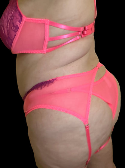 Erika - Hot Pink & Purple Garter Set