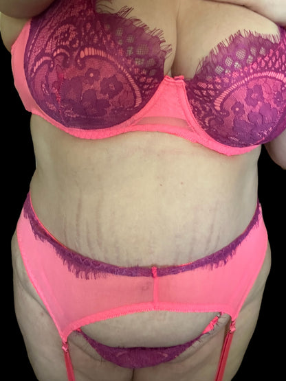 Erika - Hot Pink & Purple Garter Set